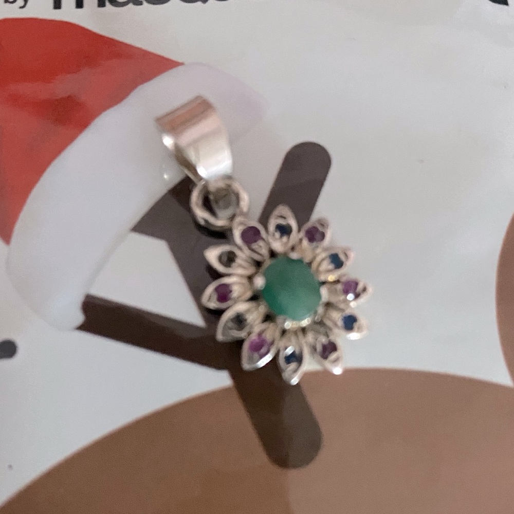 Ruby Sapphire Emerald Gemstone Pendant - Picture 1 of 5